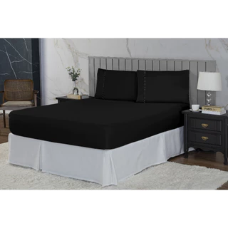 Jogo de Cama Lençol 400 Fios Percal 03 Pçs com Barra, Antiácaro, Antipilling e Toque Macio em Oferta na Shopee