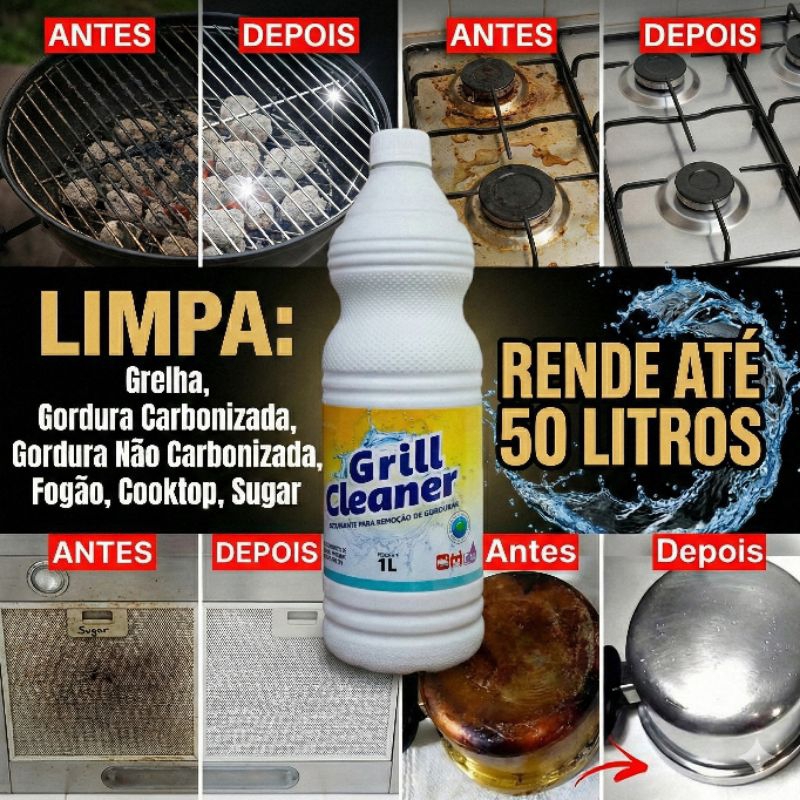Desengordurante Profissional Limpa Forno e Panelas  1 Litro rende até 50 Litros Grill Cleaner Super Concentrado | Shopee Brasil