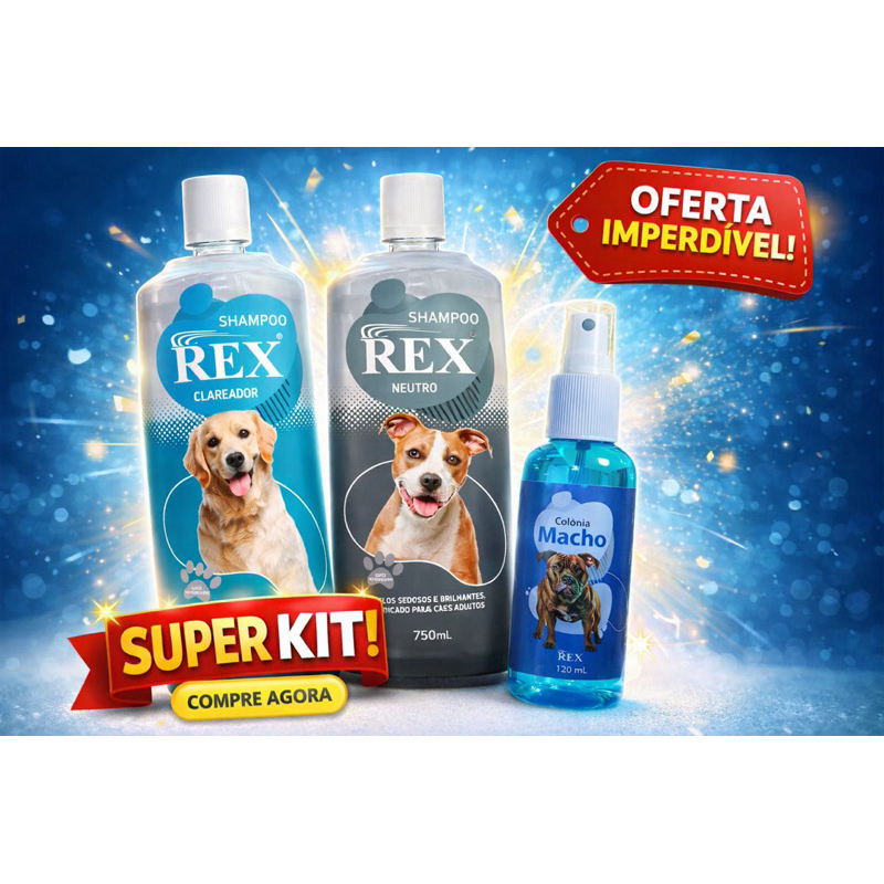 Kit Shampoo Rex Pet 750ml (2 Unidades) + Colônia Perfume para Cães ...