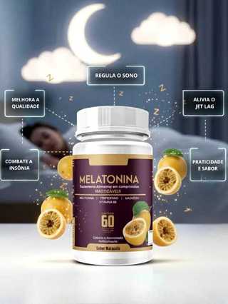 Melatonina com Triptofano 1000mg 60 Comprimidos Maracujá | Suplemento para Sono e Relaxamento