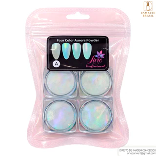 Kit 4 Pó Cromado Sereia Asa de Borboleta Enfeite Unha Gel em Oferta na Shopee