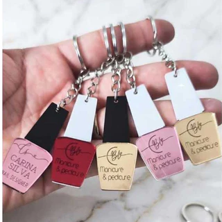 kit chaveiro 10/30/50 em acrilico personalizado Nails designer/nails unhas esmalte com seu logo mimo, lembrancinha em Oferta na Shopee