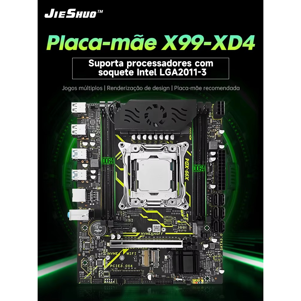 🔥 Kit Jieshuo x99 XD4+ Xeon E5-2682 V4 +TPM 2.0 + Cooler Low