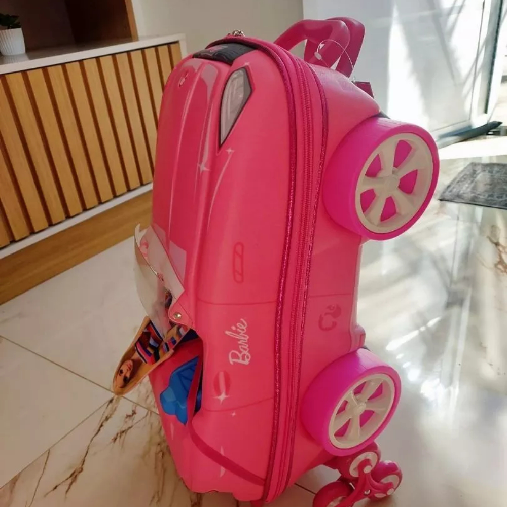 Mala Rosa Infantil Barbie 3D Rodinhas Viagem Aventura Menina | Shopee ...