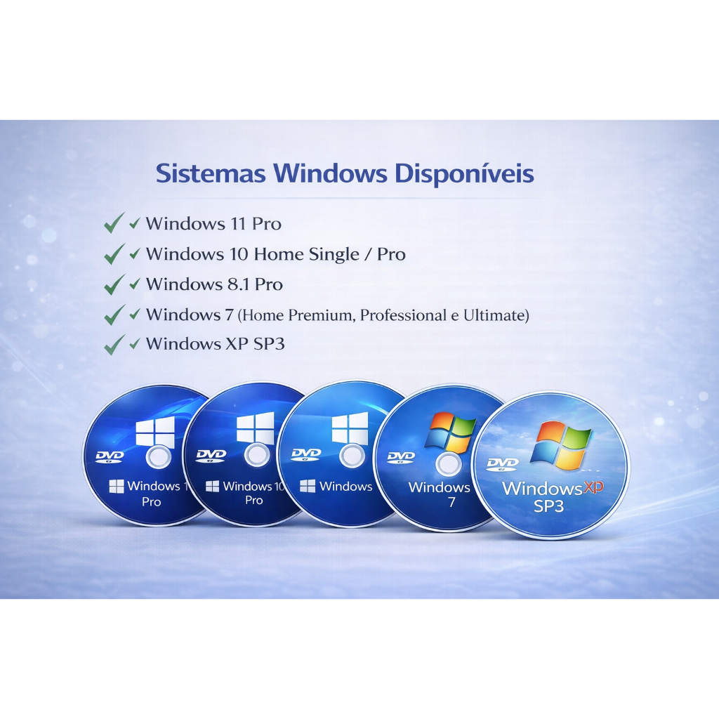 DVD Windows 11, 10, 8, 7 e XP | Pacote Office e Drivers