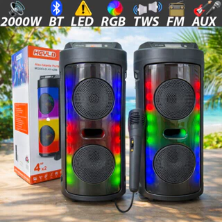 Caixa de Som Bluetooth 2000W Portátil c/ Microfone Graves Potentes TWS USB FM Festa Viagem Praia em Oferta na Shopee