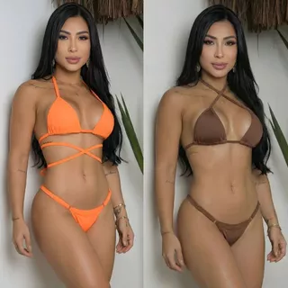 Kit 2 Biquíni Fita Cortininha Marquinha Fio Dental Sem Bojo Com Fio Duplo Para Regulagem em Oferta na Shopee