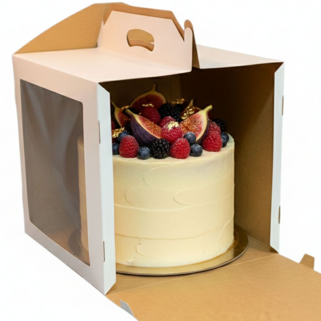 CAIXAS PARA BOLO ALTO 28x28x30 COM ALÇA DE APOIO E VISOR
