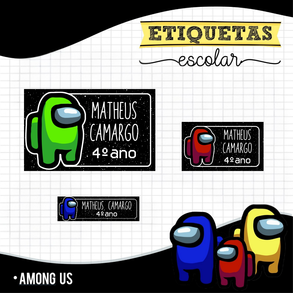ETIQUETAS ESCOLARES - AMONG US | Shopee Brasil