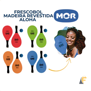 Kit Raquetes Frescobol Aloha de Madeira Revestidas Coloridas Mor em Oferta na Shopee