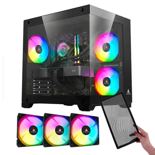 Gabinete Gamer Acegeek Gimli, Rainbow, Mid-Tower, Lateral de Vidro, Com 3 Fans, Preto AG-GIMLI-BK-3F em Oferta na Shopee