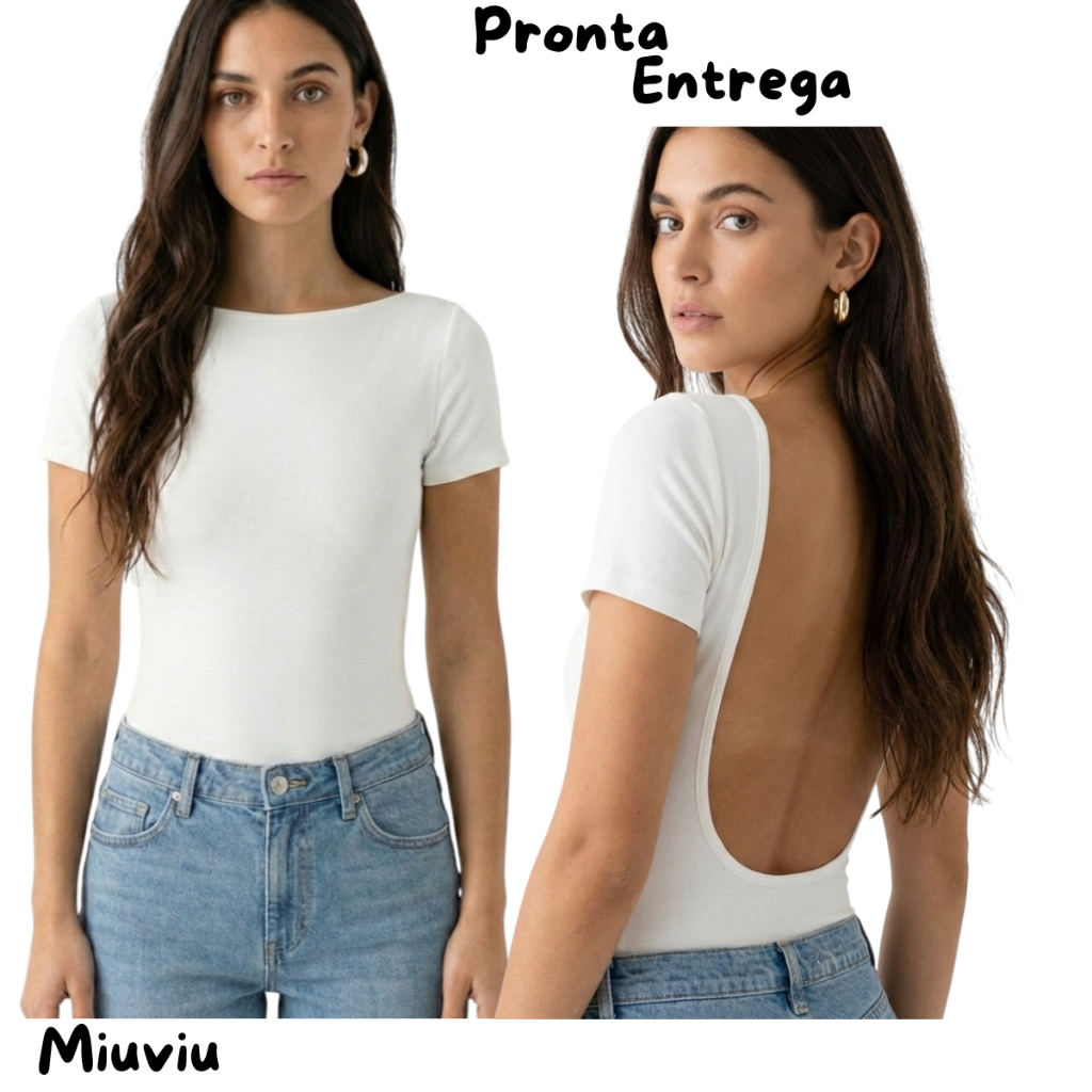 Body Feminino costas Nua em suplex Sexy com forro Moda Blogueira Aberto ...