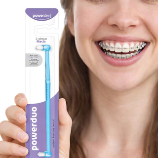Escova Bitufo 2 Tufos Cerda Macia Power Duo Powerdent - Ideal para higiene dente a dente e nas áreas próximas a gengiva em Oferta na Shopee