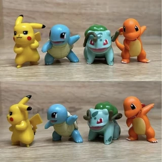 Miniaturas Pokémon Iniciais 1ª Geração Kanto - Pikachu, Squirtle, Bulbasauro, Charmander