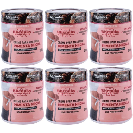 Kit 6 Gel Creme Redutor de Medidas 200g Pimenta Negra