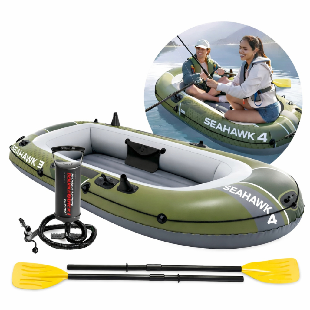 BOTE SEAHAWK 400 INTEX PVC SUPER FORTE + REMO ALUMINIO + BOMBA PARA ...