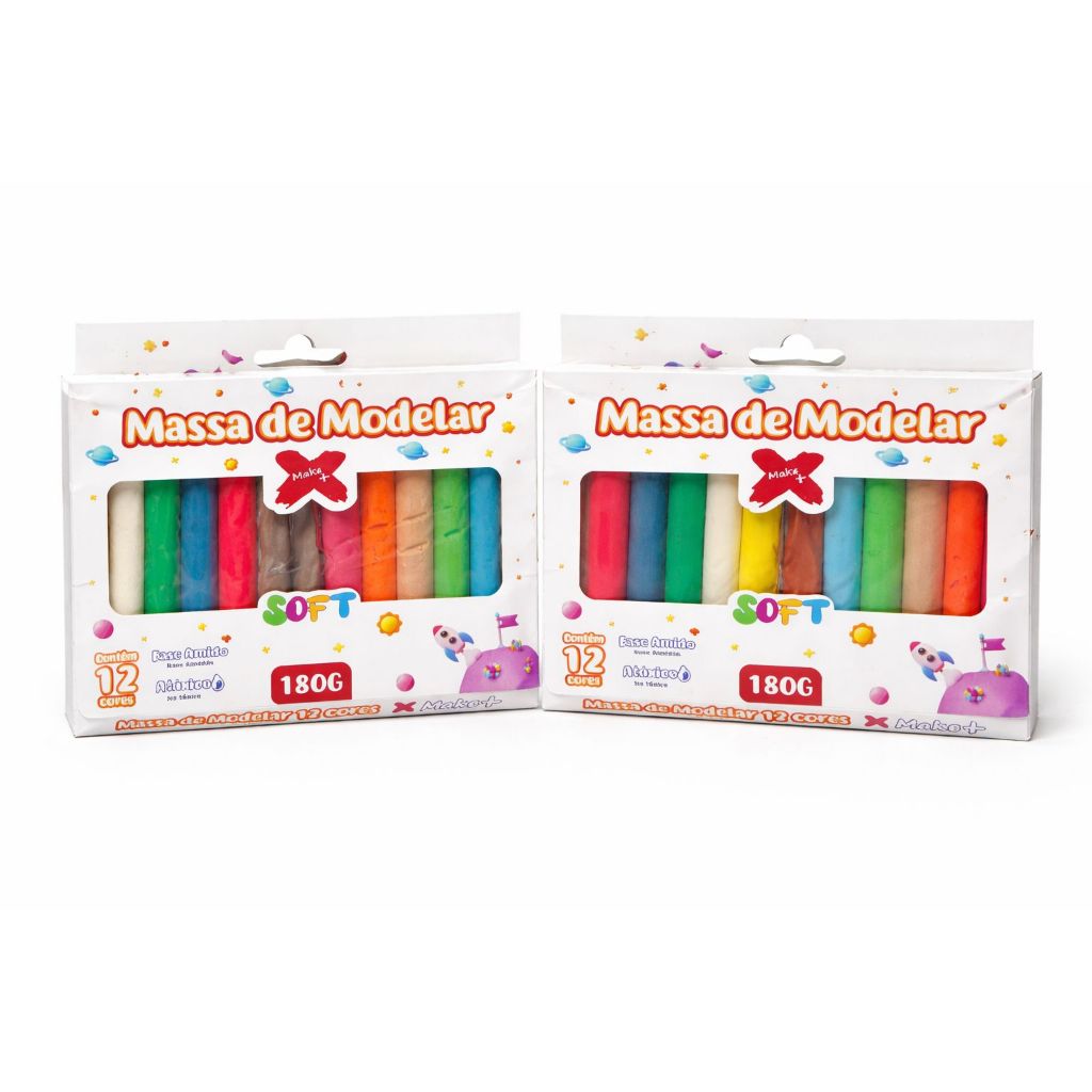 Massa de Modelar Make+ Soft 12 Cores 180g Atóxica Cheirinho Tutti ...