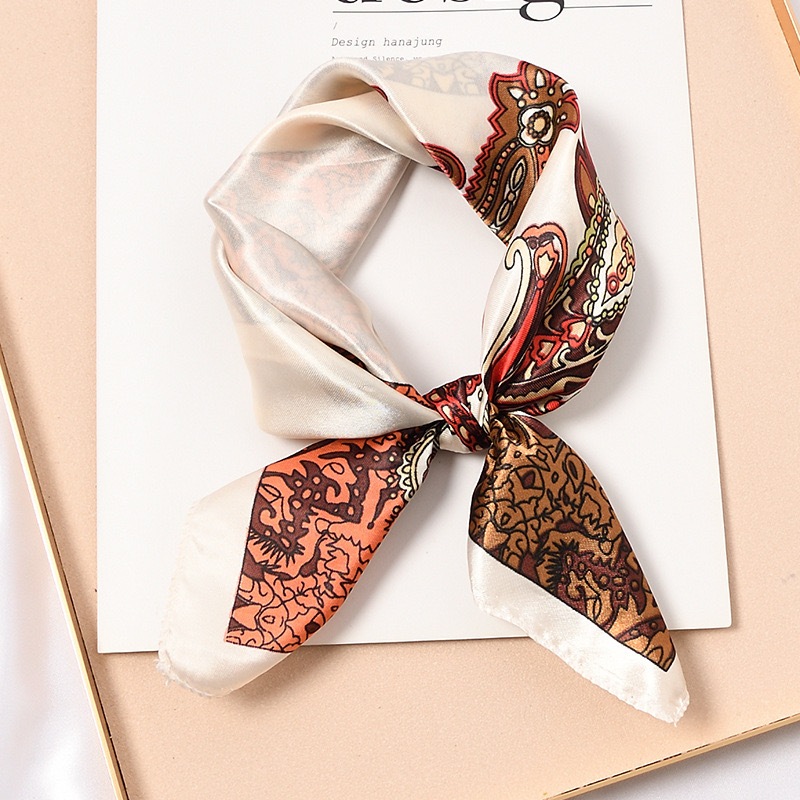 Lenço Feminino Estampado Cetim Acetinado 50x50cm Acessório de Moda Para ...