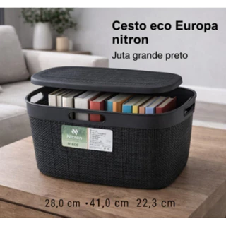 CAIXA EUROPA GRANDE ECO JUTA COM TAMPA 18,7L em Oferta na Shopee
