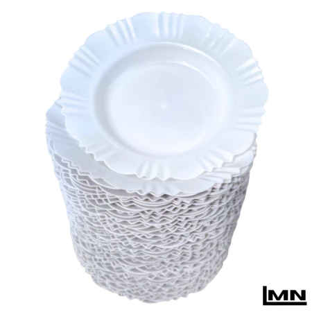 Kit 50 Pratos Branco Fundo Com Borda Plástico