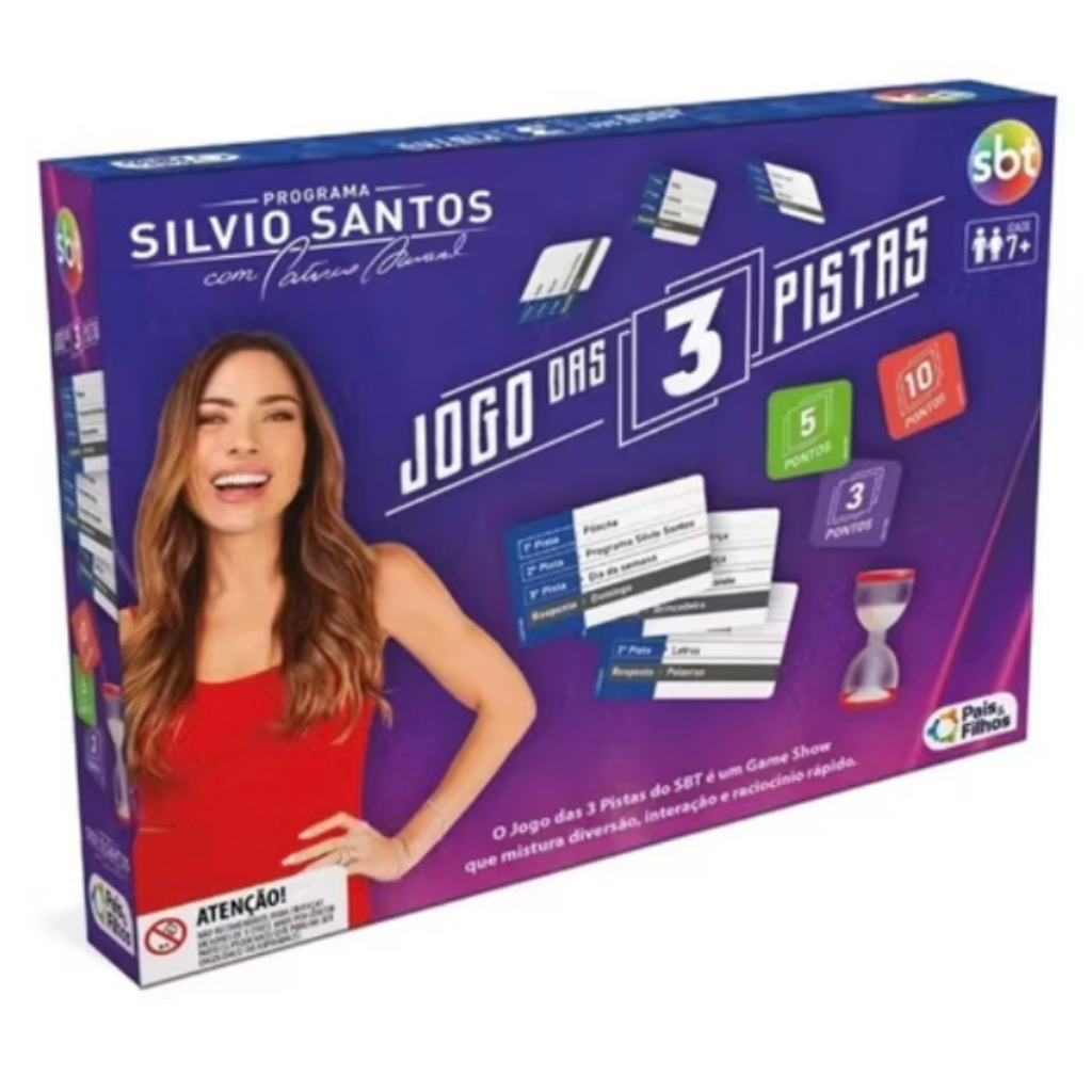 Jogo das 3 Pistas SBT Pais e Filhos Original Silvio Santos Game Show Educativo Família