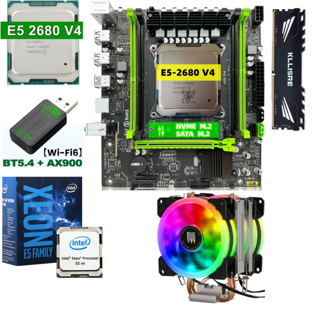 Kit Placa Mãe intel Xeon E5-2680-V4 com 14 núcleos e 28 Therads, 8