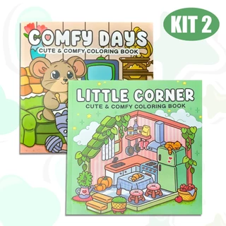 kit 2 Cute & Comfy Caderno de Desenho Pintura Cozy Coloring Book infantil– 48 pág em Oferta na Shopee