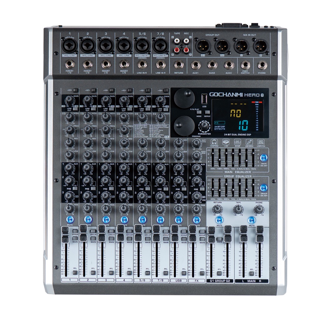 Mesa De Som Gochanmi Hero8 Profissional 8 Canais Dj Mixers 127