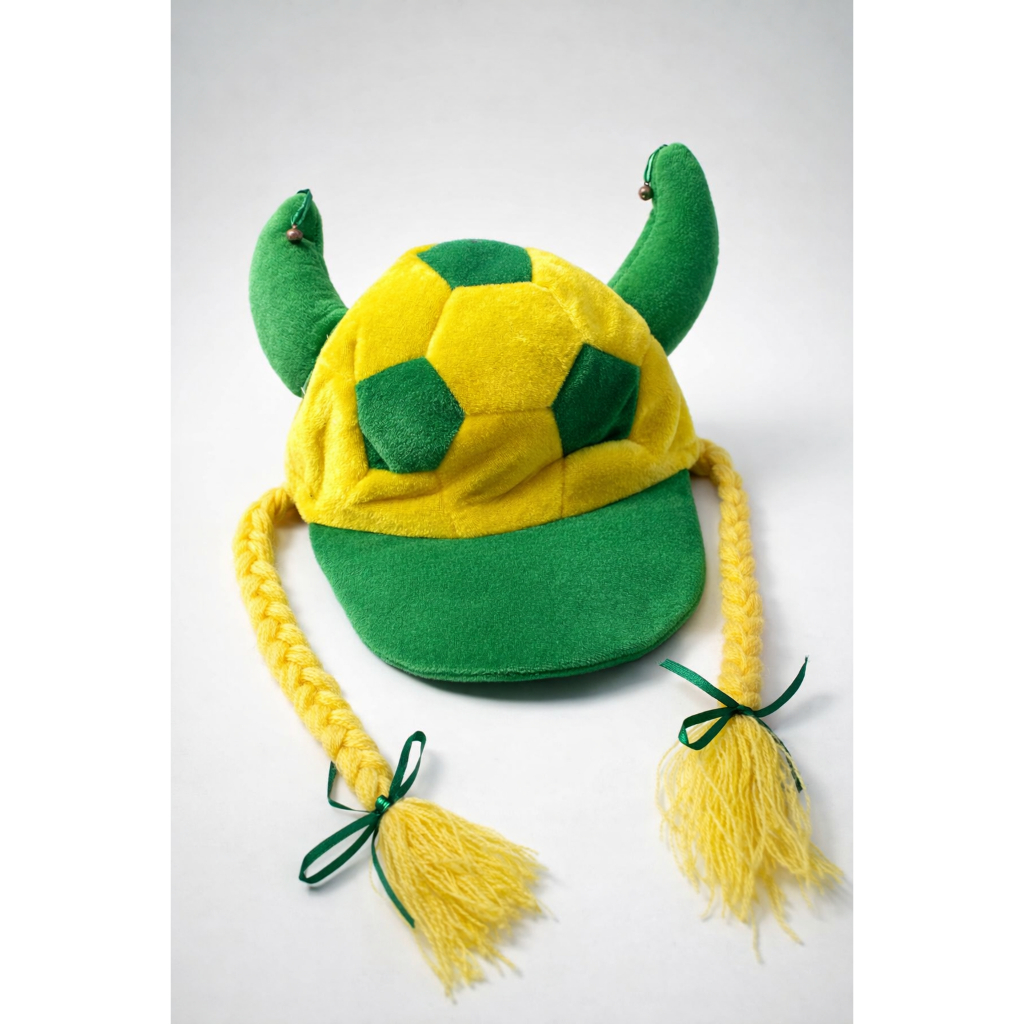 Chapéu Viking Brasil Verde e Amarelo para Torcida Futebol em Oferta na Shopee