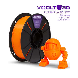 Filamento PLA Laranja Sólido Premium 1Kg 1,75mm Para Impressora 3D FDM - Voolt3D