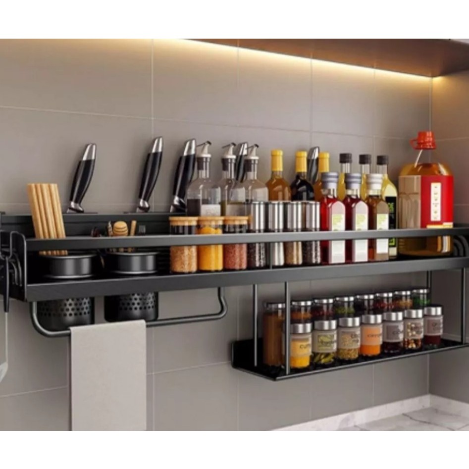 Prateleira de Parede Cozinha Porta Tempero Condimentos 60cm Organizadora Multiuso | Shopee Brasil
