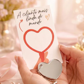 50UN  Lembrancinha Mimo para Cliente Loja Personalizado Espelho Chaveiro em Oferta na Shopee