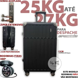 Mala De Viagem 23kg Zíper Duplo Expandir 5cm ABS Mala Viagem Expansível 23 kilos Com Roda 360 em Oferta na Shopee