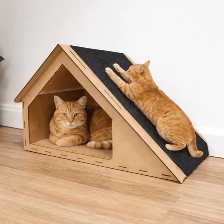 Arranhador Gato Rampa Anti Estresse Casinha Brinquedo Tóca 30x47cm