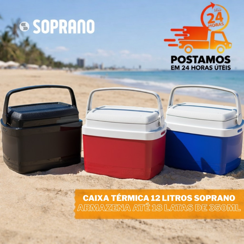 Caixa Térmica Cooler 12 Litros Alça Retrátil Suporta 18 Latas Até