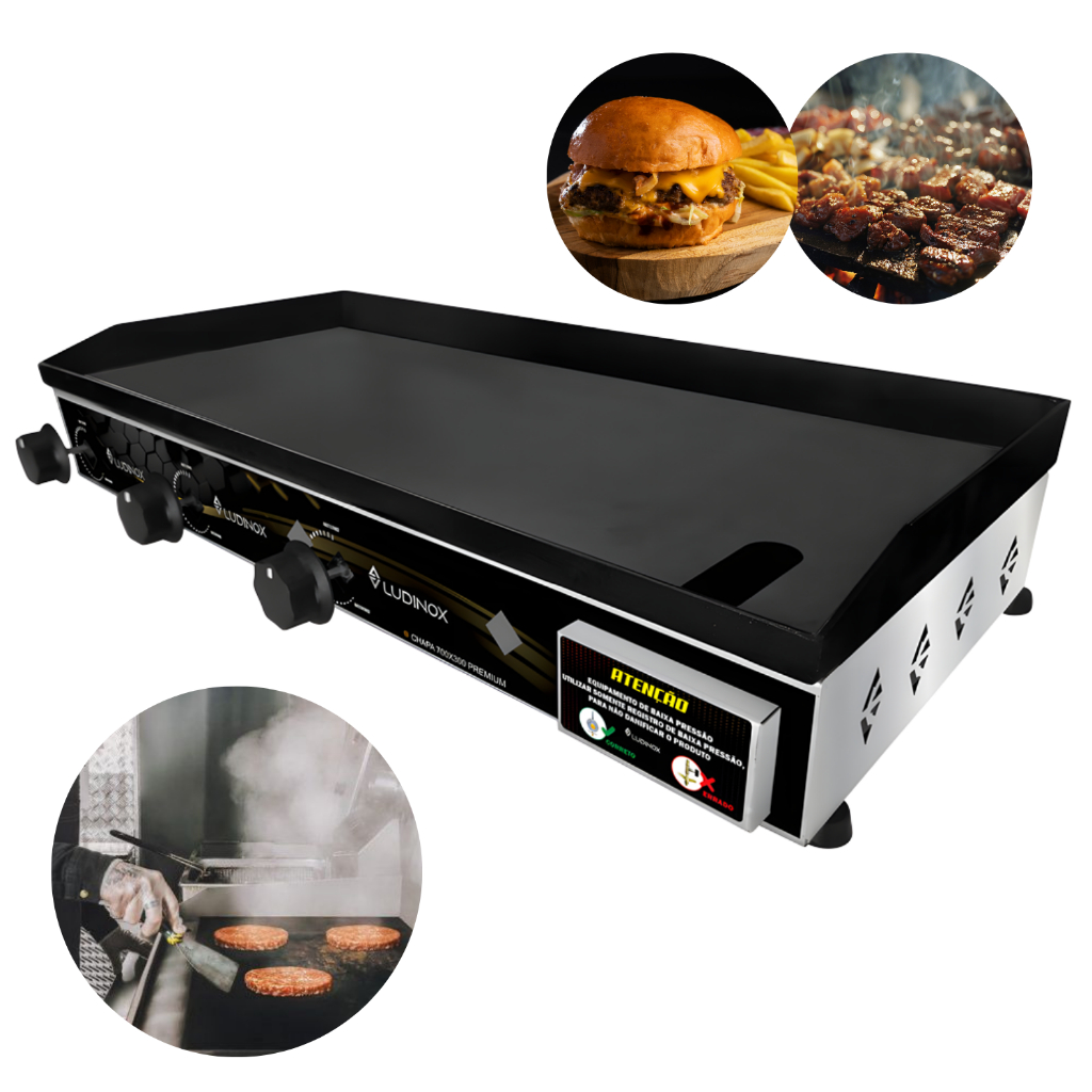 Chapeira Chapa Lanches Hamburguer 30x70 A Gás Inox