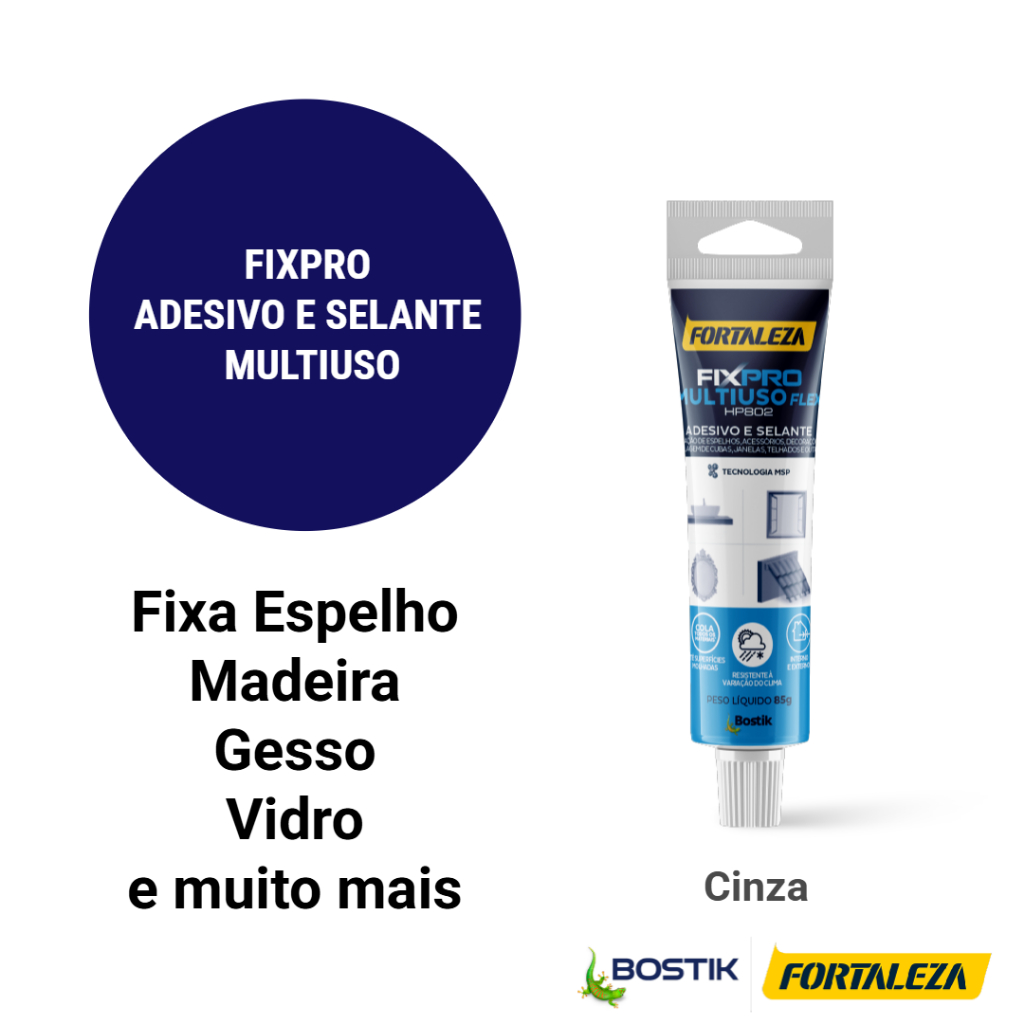 Adesivo Selante FixPro Multiuso Flex HP802 85gr Cola Espelho Vidro Cubas Janelas Telhados