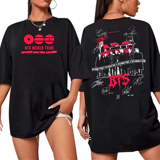 Camiseta Basica Ou Oversized Bts World Tour Lançamento Album Grupo Kpop Coreano Autografos
