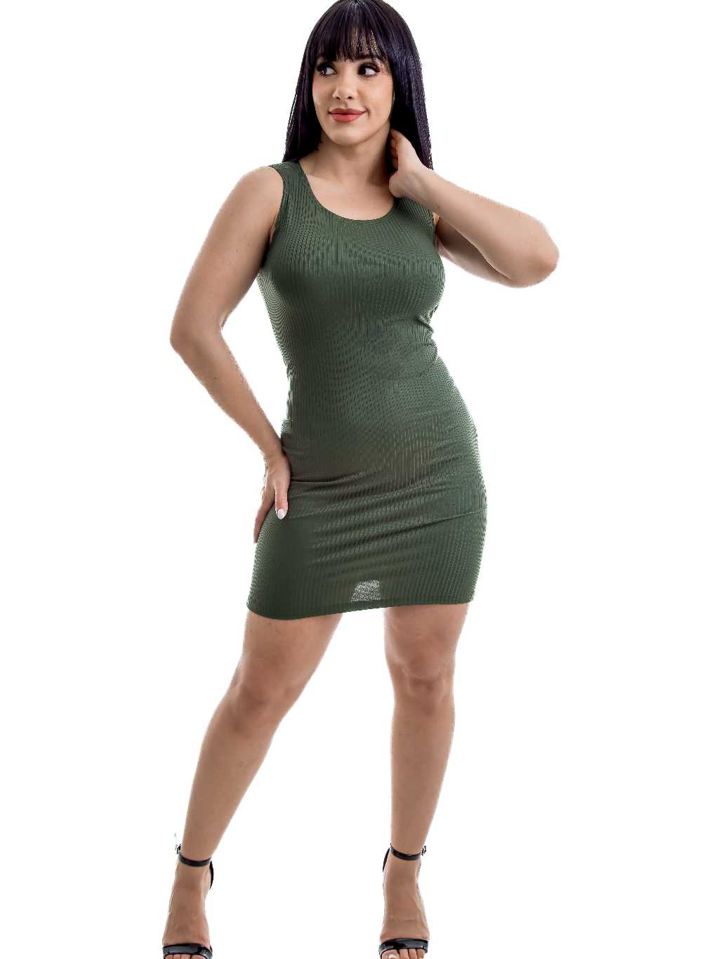 Vestido Curto Canelado Estiloso Moda Feminina