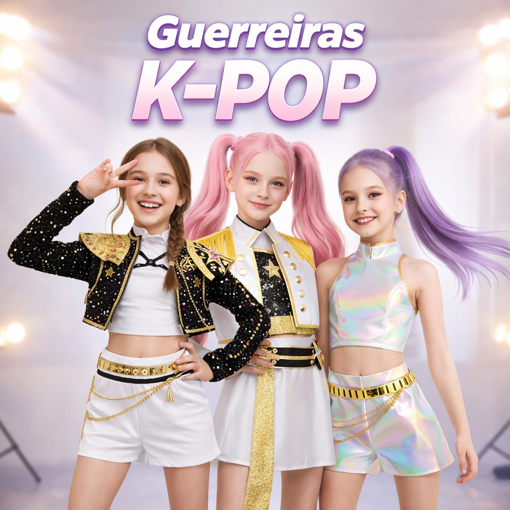 Fantasia Infantil Guerreiras do K-POP Rumi Mira Zoey | Look Idol ...