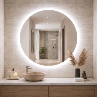 Espelho Redondo 40x40cm LED 3 Cores Lapidado Banheiro Lavabo Quarto Maquiagem Luxo em Oferta na Shopee