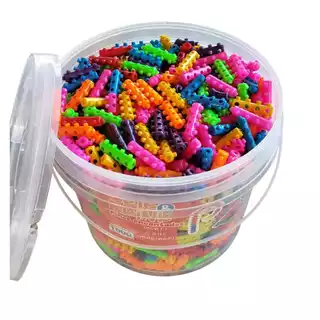 Blocos de Montar com Balde 500 / 700 /1000 /1300 peças Pinos Encantados brinquedo de montar colorido infantil educativo