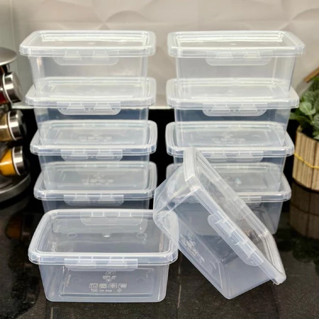 Kit Marmitas Fitness 900ml com Travas Laterais - Plástico Reutilizável, Alimentos, Organizadoras.