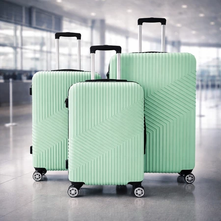Kit 3 Malas de Viagem P/M/G Rígidas ABS com Cadeado Numérico e Rodas 360 - VERDE CLARO