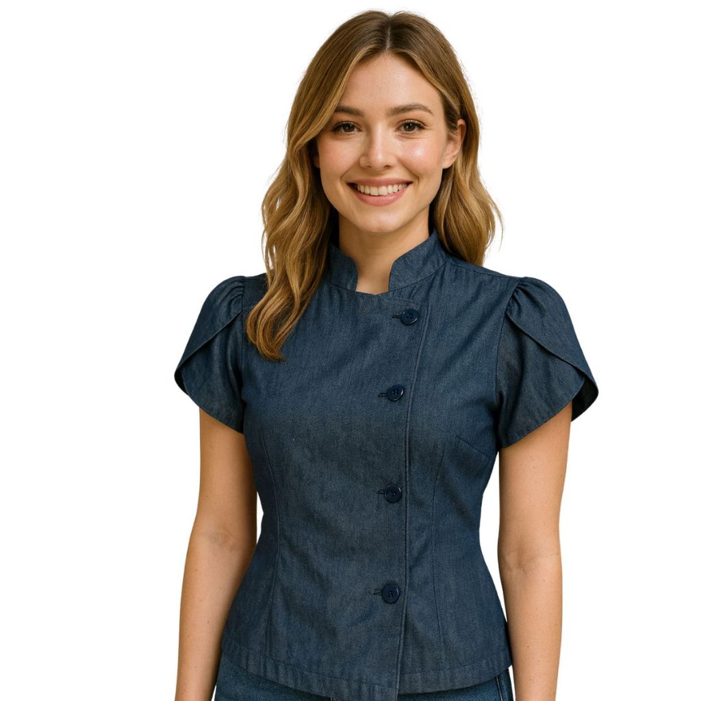 Dolma Feminino Confeitaria Cozinheira JEANS MANGA TULIPA Mod
