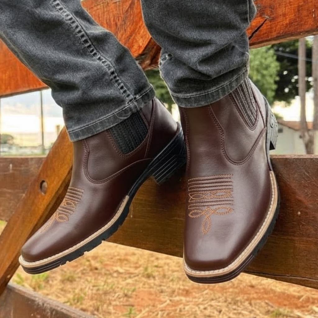 Botina Country Rodeio Texana Elastica Confortavel Trabalho | Shopee Brasil