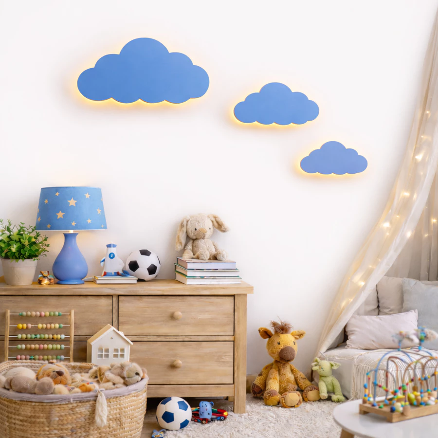 Luminária Nuvem Kit Abajur Infantil com Led fio de fada- Decoração para Quarto infantil — foto 3 de 4