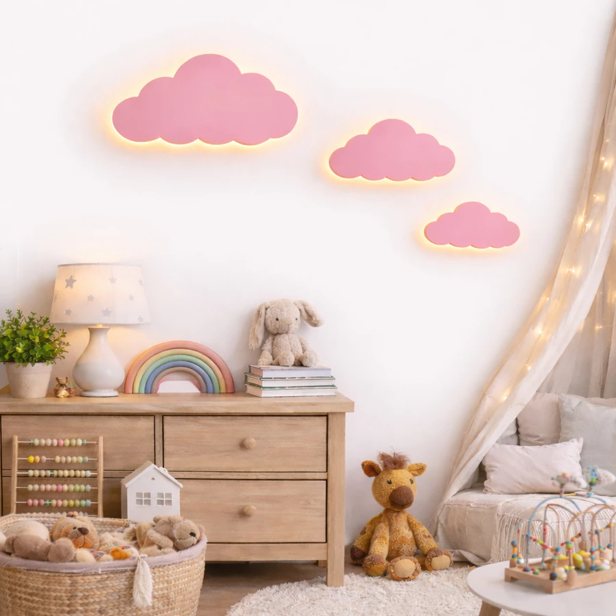Luminária Nuvem Kit Abajur Infantil com Led fio de fada- Decoração para Quarto infantil — foto 4 de 4
