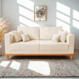 Sofá 3 Lugares 1,80m Retro Sala de Estar Beny Para Recepção Suede Bege em Oferta na Shopee