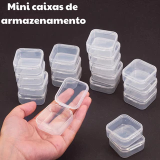 Kit 10 até 100 Caixa Organizadora Caixinha Transparente Armazenamento Porta Joias Acessório Multiuso em Oferta na Shopee